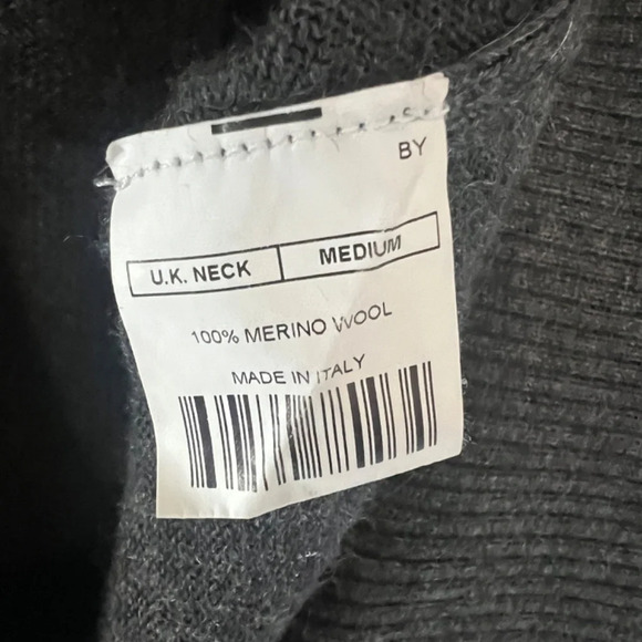 Moss 1851 Charcoal Merino Wool Zip-Neck Long Sleeve Sweater Size Medium - Picture 5 of 6